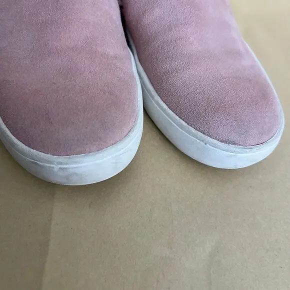 Kate Spade Lillie Pink Suede Ruffle Slip-On Sneakers Leather Upper Size 8.5 - Picture 8 of 14